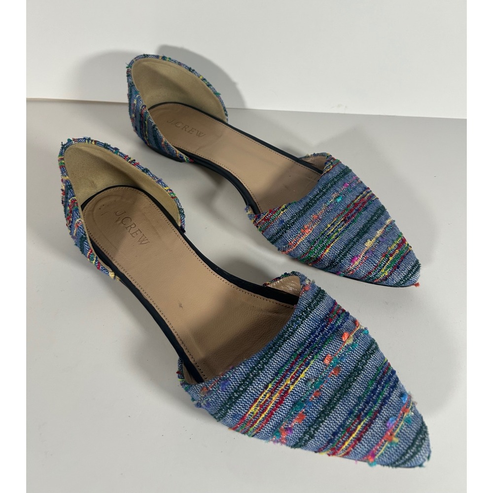 J.Crew Womens Multi Color Fabric d'Orsay Pointed Toe Flats C0439 Size 9.5